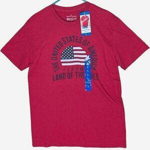 NWT General Standard Red cotton American flag Land of the free graphic tee, Lg